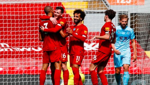 Liverpool sempat unggul atas Burnley melalui gol Andrew Robertson pada menit ke-34. (Foto: Premier League)
