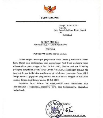 surat edaran bupati bangli