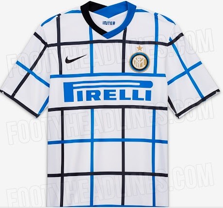 Jersey tandang terbaru Inter Milan mengusung garis kotak-kotak berwarna hitam dan biru. (Foto-Foto: Footyheadlines.com)