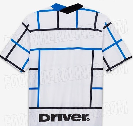 Jersey tandang terbaru Inter Milan mengusung garis kotak-kotak berwarna hitam dan biru. (Foto-Foto: Footyheadlines.com)