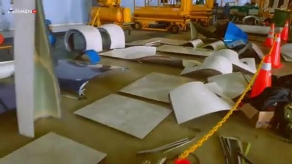 Pesawat3 Komponen pesawat N250 Gatotkaca buatan BJ Habibie dibongkar agar mudah dipindahkan ke Yogyakarta. (Foto ist).