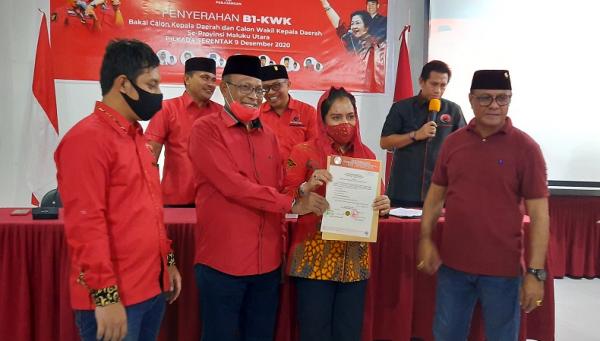 Calon Bupati Kepulauan Sula Fifian Adeningsi Mus. (Foto: iNews/Ismail Sangaji)