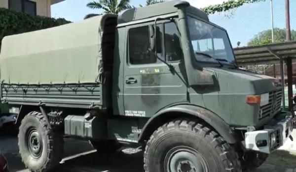 Truk Militer milik Tri Nugraha yang disita Kejati Bali. (iNews.id/Aris Wiyanto)