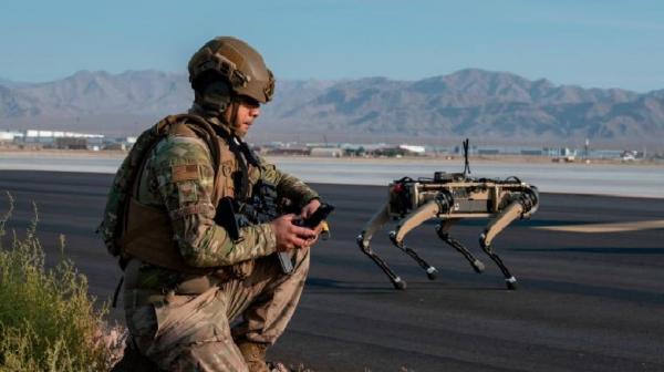 Robot anjing 2 Robot anjing saat diujicoba dalam latihan militer Amerika pada 31  Agustus-3 September kemarin. (foto: CNN)