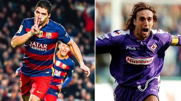 Luis Suarez (kiri) sangat mengidolai Gabriel Batistuta (kanan). (Foto: Sportkeeda)