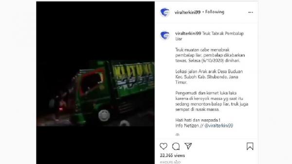 Video Truk  Tabrak Pembalap Liar di Situbondo  Viral Ini 