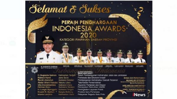 Para kepala daerah peraih penghargaan Indonesia Awards 2020. (Foto: iNews)