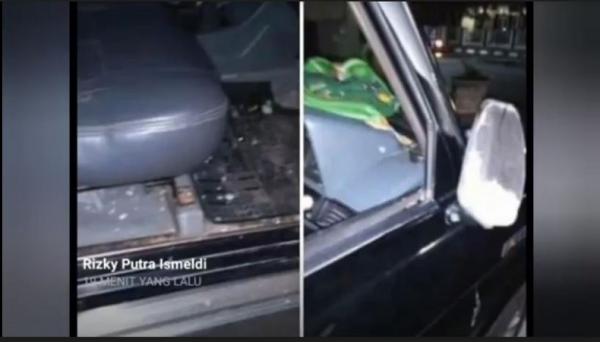 Moge Kaca jendela dan spion mobil yang dirusak rombongan moge di Bukittinggi-Payakumbuh. (Foto ist).