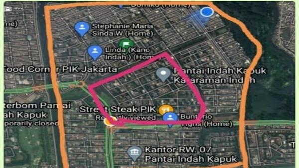 RW PIK ist Pembentukan Rukun Warga (RW) baru di perumahan Pantai Indah Kapuk ditolak warga karena melanggar prosedur dan Pergub DKI. Gambar merah muda merupakan hasil pemekaran RW. (Foto: Istimewa).
