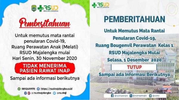 TUTUP.JPG Pengumuman penutupan layanan di RSUD Majalengka yang beredar di WAG. (Foto: Istimewa)