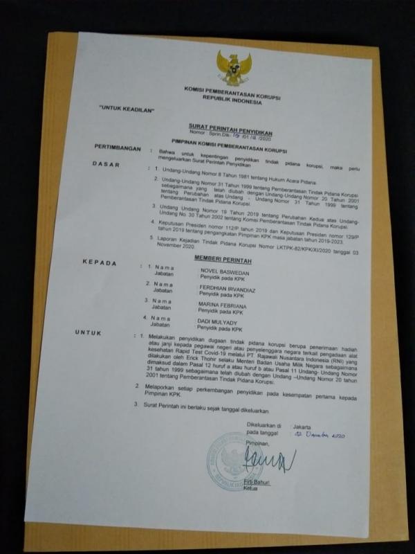 Surat Palsu atas Nama Ketua KPK