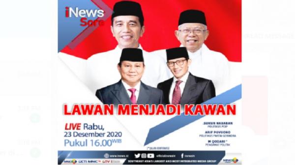 "iNews Sore" Live Di INews Dan RCTI+ Rabu Pukul 16.00: Lawan Menjadi Kawan