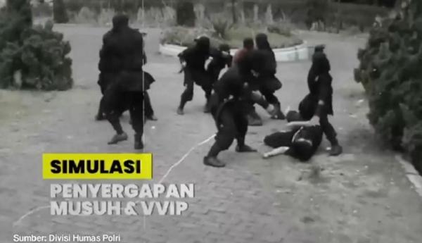 Jamaah Islamiyah Simulasi teroris Jamaah Islamiyah melakukan penyergapan VVIP. (Foto dok Humas Mabes Polri).