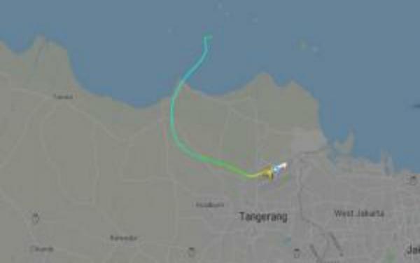 Sriwijaya lagi Berdasarkan pantauan di Flight Radar, posisi terakhir pesawat di perairan utara Jakarta. (Foto: Istimewa)