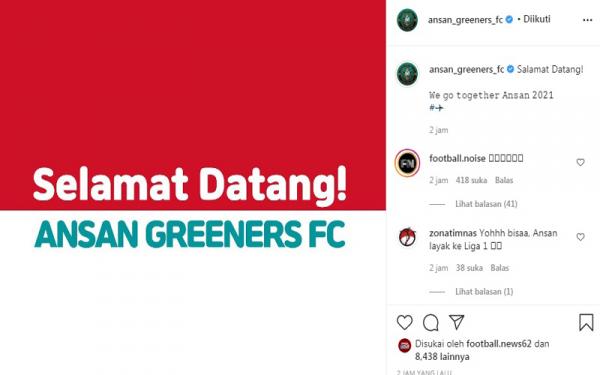 Asnawi Mangkualam Ansan Greeners Foto: Instagram