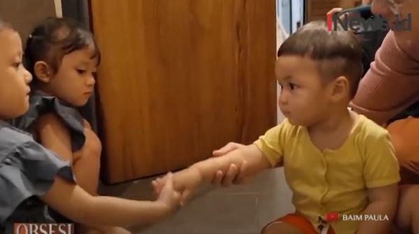 Ekspresi Lucu Kiano saat Bertemu si Kembar Naura dan Maira