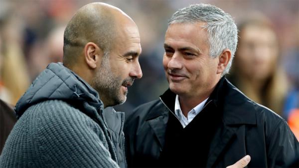Guardiola Mourinho Pelatih Manchester City Pep Guardiola (kiri) dan Arsitek Tottenham Hotspur Jose Mourinho akan beradu taktik pada pekan ke-24 Liga Inggris di Etihad Stadium, Minggu (14/2/2021) dini hari WIB. (Foto: BT)