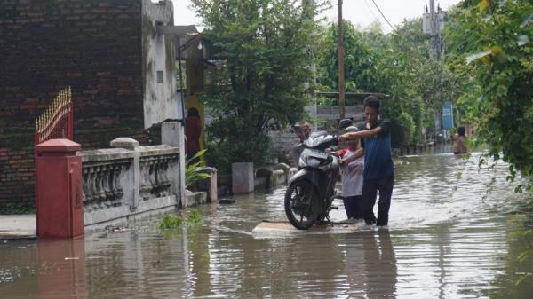 Banjir yang melanda Dusun Gembongan, Desa Jotangan, Kecamatan Mojosari, Kabupaten Mojokerto. (Foto: SINDOnews/Tritus Julan)