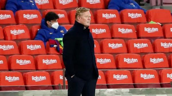 Ronald Koeman semringah membawa Barcelona menang 3-0 atas Sevilla pada leg kedua semifinal Copa del Rey, Kamis (4/3/2021) dini hari WIB. (Foto: Marca)