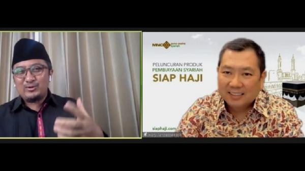 Ustaz Yusuf Mansur dan Executive Chairman MNC Group Hary Tanoesoedibjo dalam peluncuran Sistem Informasi dan Aplikasi Pembiayaan Haji (SIAP HAJI). (Foto: MNC)