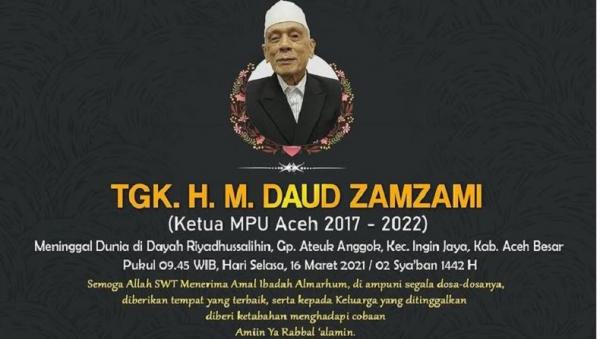 Ketua MPU Aceh Meninggal, Ucapan Duka Cita Mengalir dari Berbagai Pihak