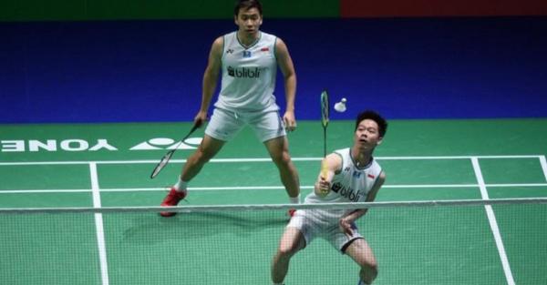Ganda putra Indonesia Kevin Sanjaya Sukamuljo dan Marcus Fernaldi Gideon. (Foto: MNC Media)