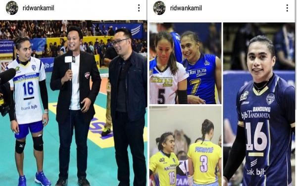 APRILIO MANGANANG RIDWAN KAMIL1 Gubernur Jawa Barat Ridwan Kamil mengunggah foto kenangan saat Serda Aprilio Manganang memperkuat tim voli putri BJB. (Foto: istimewa/Instagram)