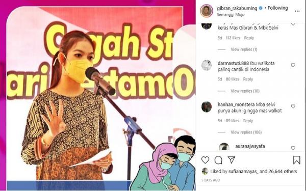 Penampilan Selvi Ananda yang mendapat pujian netizen (Foto: Instagram/Gibran Rakabumingraka)