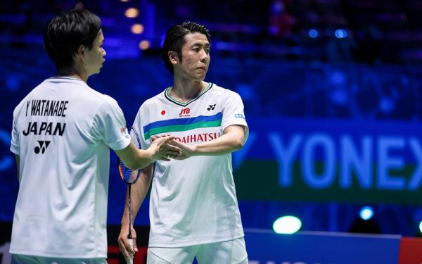 Ganda putra Jepang Hiroyuki Endo/Yuta Watanabe berhasil mempertahankan titel All England. Dia mengalahkan kompatriotnya Takeshi Kamura/Keigo Sonoda. (Foto: @YonexAllEngland)