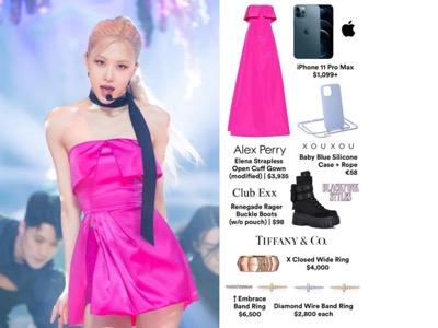 Rose Blackpink pink Rose Blackpink tampil dengan warna gaun pink mencolok. (Foto: IG)