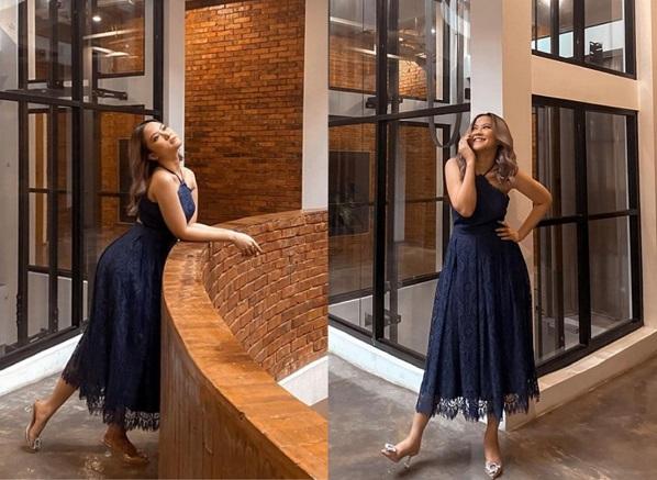 Gabriella Larasati memakai gaun berenda. (Foto: IG)