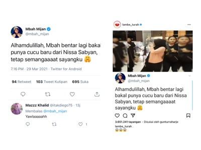 Unggahan Mbah Mijan dan sebuah postingan akun gosip. (Foto: IG)