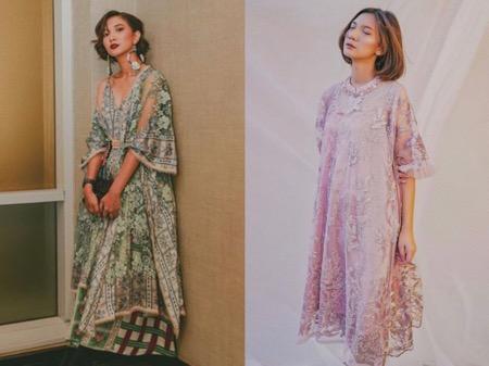 Sheila Vidi aldiano Sheila memakai dress lilac.