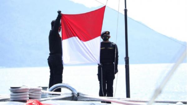 KRI Alugoro Peresmian KRI Alugoro-405 di Dermaga Selat Lampa, Kepri, Selasa (6/4/2021). (Foto: Puspen TNI).