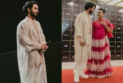 Reza Rahadian 2 Reza Rahadian memakai busana karya Sapto Djojokartiko di acara penghargaan film.