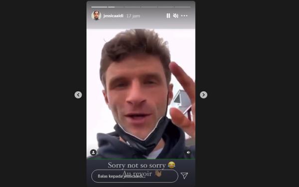 Jessica Aidi Instagram Story Jessica Aidi yang mengejek Thomas Muller.