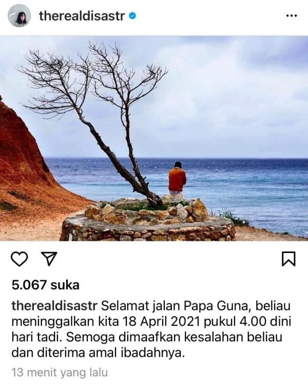 Dian Sastro mengunggah postingan duka atas meninggalnya ayah mertua, Adiguna Sutowo. (Foto: Instagram/ Dian Sastrowardoyo)