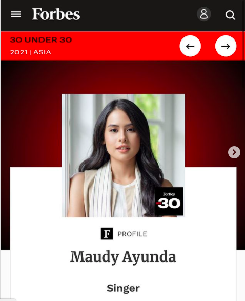 Maudy Ayunda masuk dalam dastar 30 tokoh ebat versi majalah Forbes. (Foto: Instagram/Maudy Ayunda) 