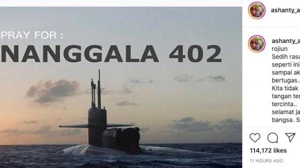 Ashanty mengunggah rasa duka untuk tragedi tenggelamnya KRI Nanggala 402. (Foto: Instagram/Ashanty)