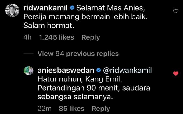 Ridwan Kamil Anies Baswedan Ucapan selamat Ridwan Kamil ke Anies Baswedan (Foto: Instagram)