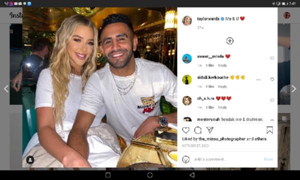 Mahrez1 Kemesraan Riyad Mahrez dengan Taylor Ward (foto: Instagram Taylor Ward )