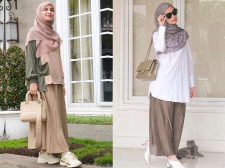 Padu padan rok dan celana lipit