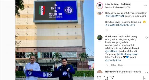 Erick Thohir dan Bupati Tangerang Zaki Iskandar (Foto: tangkapan layar IG Interclubindo)
