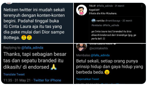 Screen Shot 2021 06 01 At 08 11 07 Cinta Laura dan seorang netizen saling verbalas unggahan di Twitter. (Foto: Twitter)