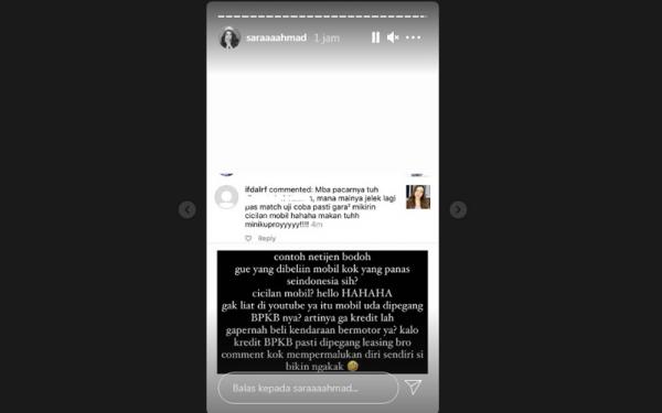 Foto: Tangkapan layar Instagram @saraaaahmad