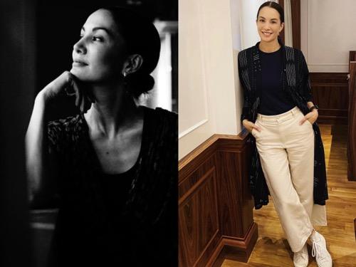 Nadya tampak fashionable dalam celana kulot.