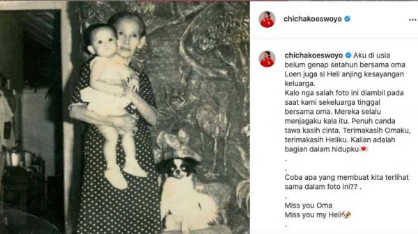 Kenangan Chicha bersama nenek dan anjingnya Heli. (Foto: Instagram)