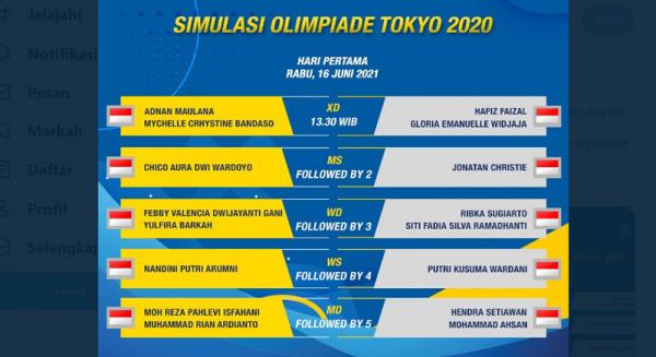 Simulasi Olimpiade Tokyo 2020 Foto: PBSI