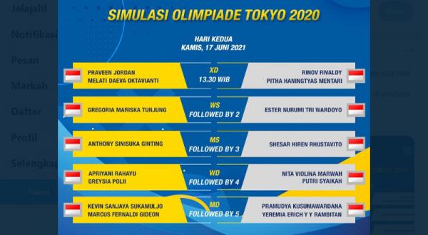 Simulasi Olimpiade Tokyo 2020 1 Foto: PBSI