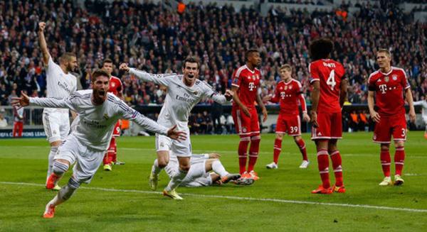 Sergio Ramos merayakan gol ke gawang Bayern Munchen di Liga Champions 2013/2014, (Foto: BBC)